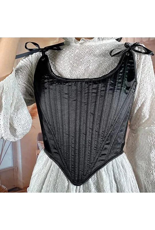 White bustiers for a pure and innocent aestheticBlack Bandage Corset Top
