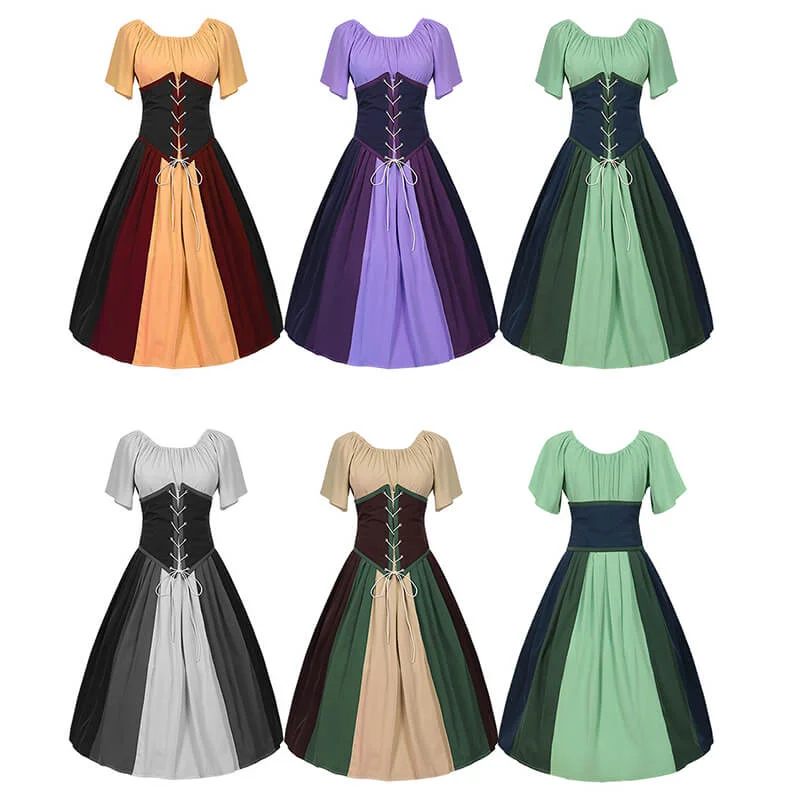 Black bustiers for a classic and versatile lookMedieval Corset Lace Up Patchwork Off-Shoulder Dress Black bustiers for a classic and versatile lookMedieval Corset Lace Up Patchwork Off-Shoulder Dress