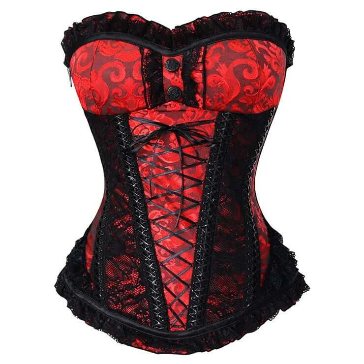 Retro - 1950s corsets with a cinched waistGothic Red Overbust Corset