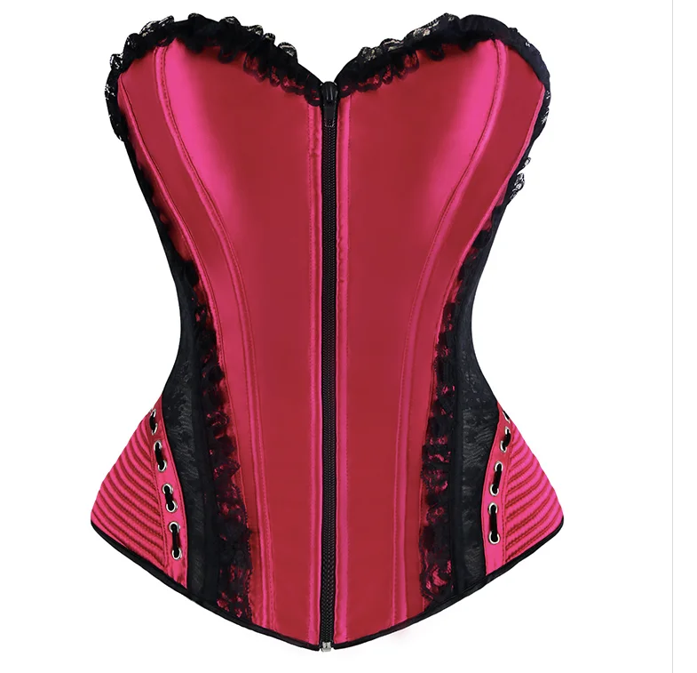 Velvet bustiers for a soft and plush feelBerry Red Zip and Hip Detail Corset