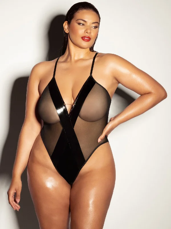Eco-Friendly Organic Lingerie for WomenFetish Curvy Finesse Sheer Teddy