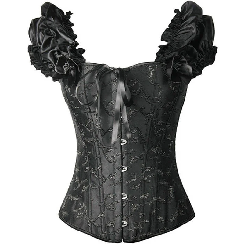 Polka - dot bustiers for a fun and retro appearanceGothic Lace Up Puff Sleeves Corset