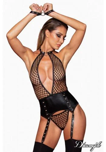 Eco-Friendly Organic Lingerie for Women Large Net Garter Slip Black
