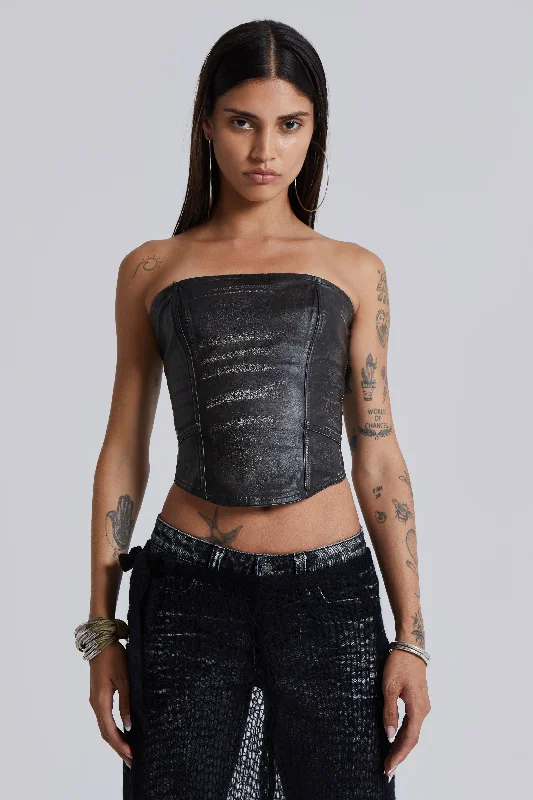 Sports - influenced bustiers with mesh panelsAsh Faux Leather Corset