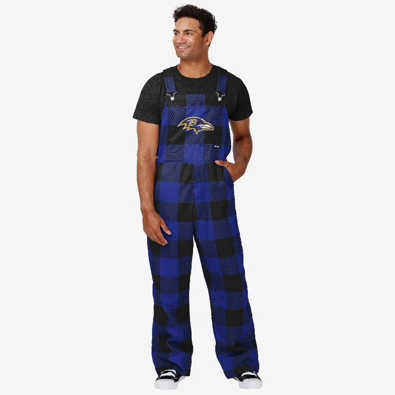 Baltimore Ravens Mens Plaid Bib Overalls