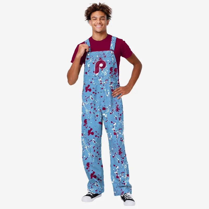 Philadelphia Phillies Mens Powder Blue Paint Splatter Bib Overalls