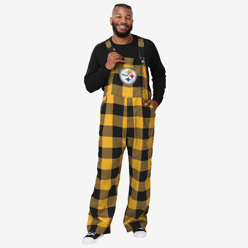 Pittsburgh Steelers Mens Plaid Bib Overalls