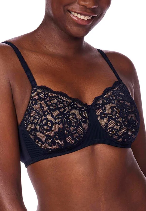Women's full - cup bras for maximum coverageAmoena Kyra Wire-Free Padded Bra - Dark Blue/Sand