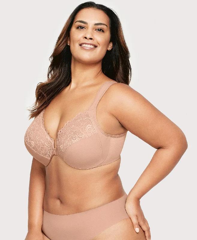 Nursing bras for easy breastfeeding access​ Front-Closure WonderWire Bra Cappuccino