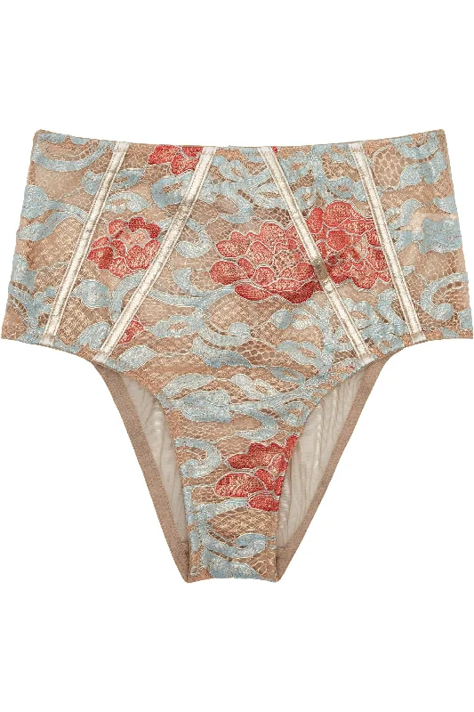 Women's bras with removable padsPeek & Beau Quinn Gold leatherette & lace HW brief