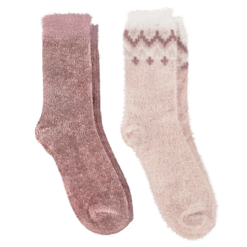 Women's wool - rich socks for winter warmthFAIR ISLE & CHENILLE SUPERSOFT BED SOCKS (TWIN PACK) Womens Fairisle / Dusky Pink Women's wool - rich socks for winter warmthFAIR ISLE & CHENILLE SUPERSOFT BED SOCKS (TWIN PACK) Womens Fairisle / Dusky Pink