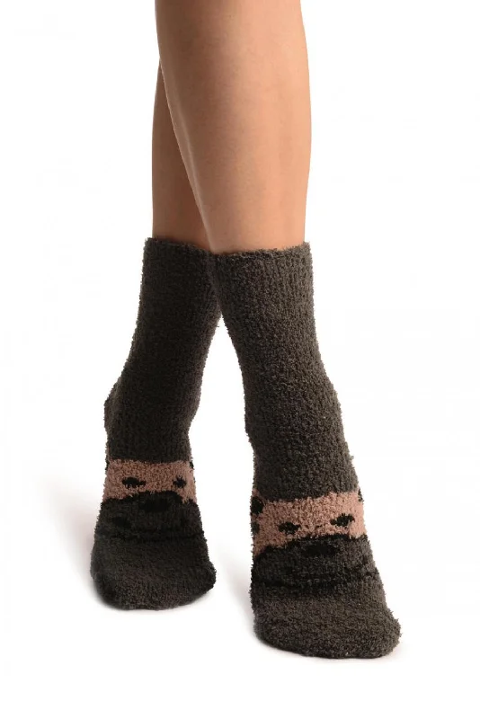Women's nylon - reinforced socks for durabilityGrey With Cute Bear Terry Ankle High Socks Women's nylon - reinforced socks for durabilityGrey With Cute Bear Terry Ankle High Socks