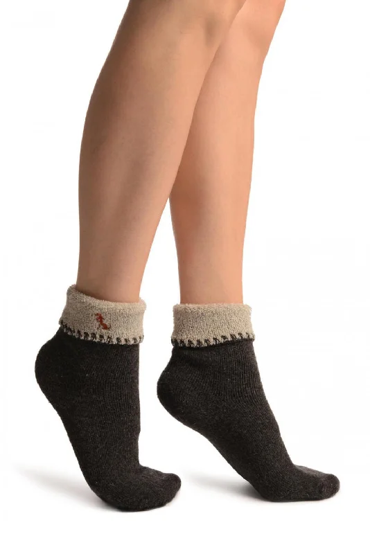 Women's quick - dry socks for water activitiesGrey With Cute Dog Flip Top Angora Ankle High Socks Women's quick - dry socks for water activitiesGrey With Cute Dog Flip Top Angora Ankle High Socks