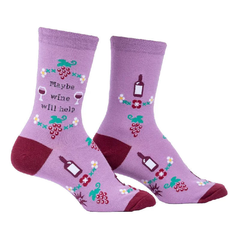 Women's knee - high socks with lace trimSock It To Me Women's Crew Socks - Maybe Wine Will Help Women's knee - high socks with lace trimSock It To Me Women's Crew Socks - Maybe Wine Will Help